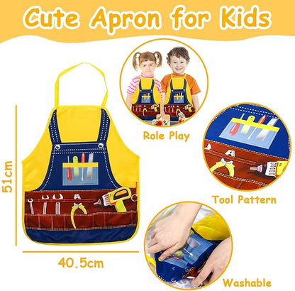 Wooden Kids Tool Set, Toddler Tool Bench with Apron 2 Year Old Toys Gift STEM Montessori Toys for 2 3 4 Year Olds Pretend Play Toddler Tool Set Educational Construction Toy for Toddler(39PCS)
