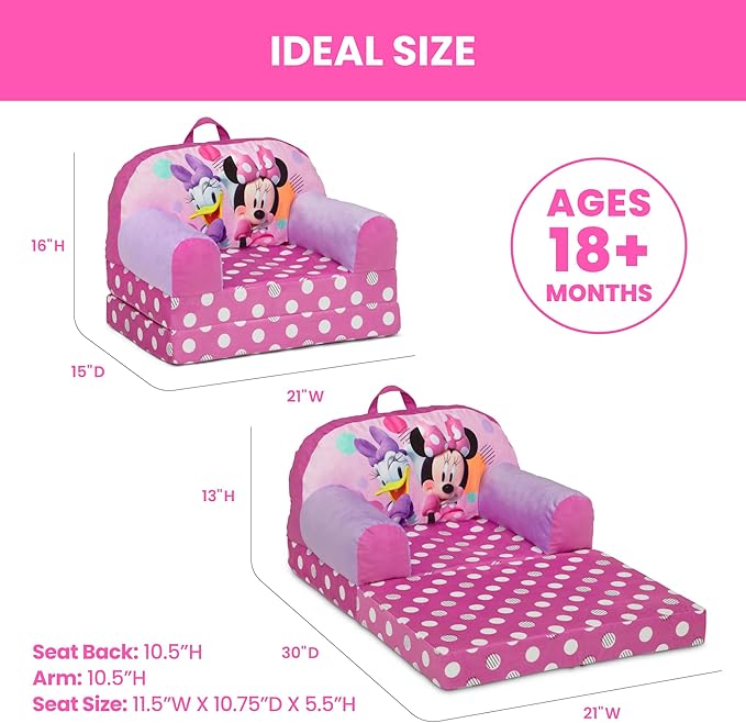 Delta Children - Minnie Mouse Cozee Buddy Flip-Out Kids Chair, Pink