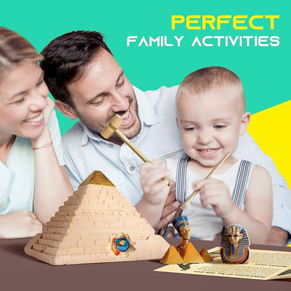 Pyramids Dig Kit, Ancient Egyptian Civilization Civilization Excavation Set Including Mummy Case Sun God Great Sphinx and More, STEM Science Educational Toys Archaeology Gifts for Boys & Girls