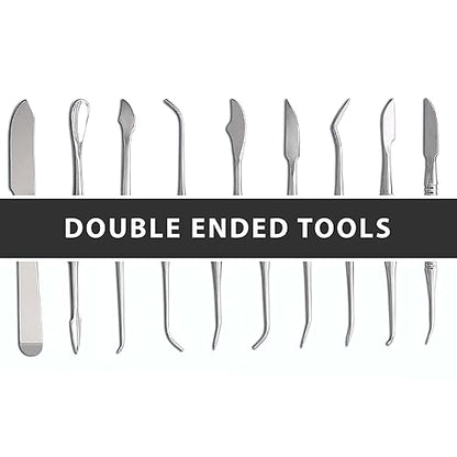 SURGICAL ONLINE Stainless Steel Wax Carvers Set, Pottery & Polymer Clay Tools, Sculpting Kit with Carrying Case