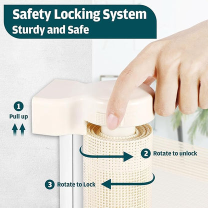 105 Inch Retractable Baby Gates Extra Wide Retractable Dog Gate Extra Wide Baby Gates for Large Openings Extra Long Dog Gates for Doorways Indoor Outdoor Extra Large Pet Gates for Dogs, Beige