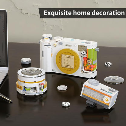 Retro Creative Camera Building Blocks for Adults,Semi Mechanical Puzzle Assembly Building Blocks Camera Toy,DSLR Camera Toy, 8 9 10 11 12