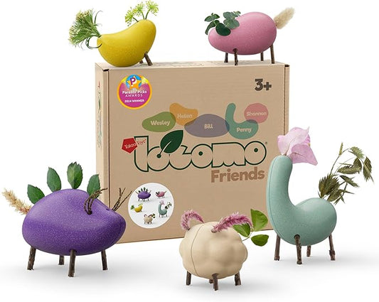 Taksa Toys Locomo Friends I Waldorf Educational Outdoor Play Figures, Montessori Wooden Animal Toys for Kids 3 4 5 6 7+, Open-Ended Learning & Creativity, Nature Eco Toys, Gifts (Set of 5)