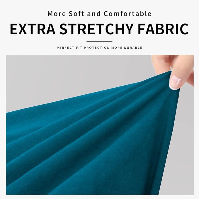 Easy-Going 100% Dual Waterproof Oversized Cover Stretch Soft Couch Cover for Dogs, Sofa Slipcover for 3 Separate Cushion Couch Leakproof Furniture Protector for Kids, Pets Peacock Blue