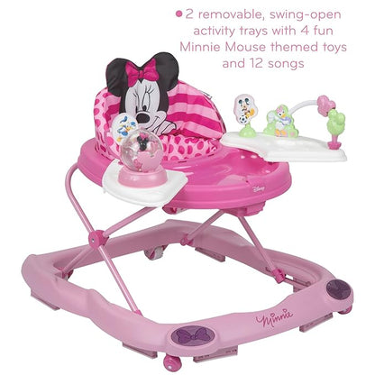 Disney Baby Minnie Mouse Baby Walkers and Activity Center, Pink Glitter Music and Lights Walker