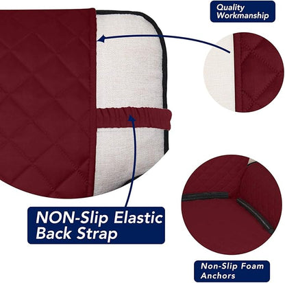 PureFit Reversible Quilted Sofa Cover, Water Resistant Slipcover Furniture Protector, Washable Couch Cover with Non Slip and Elastic Straps for Kids, Dogs, Pets (XX Large, Red/Ivory)
