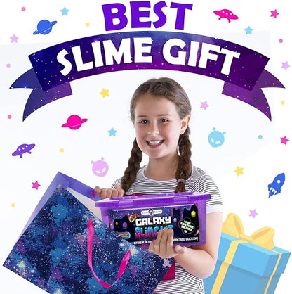 Original Stationery Galaxy Slime Kit for Kids Ages 8–12, DIY Space Slime Set with Glow-in-The-Dark Stickers & Galactic Glitter, Fun Cosmic Craft for Creative Play, Birthday Gift for Boys & Girls
