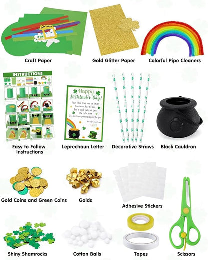 St Patrick's Day Leprechaun Trap Crafts Kit for Kids Ages 4-8 DIY Kit St Patricks Day Party Supplies Catch a Leprechaun Kids Classroom Activity Saint Patricks Day Party Decoration