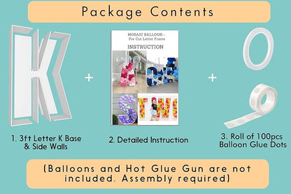 3FT Tall Mosaic Balloon Frame Letters Big Marquee Light Up LettersDIY Kit for Birthday Party Wedding Backdrop Decor Letter K Pre-Cut Foam Board