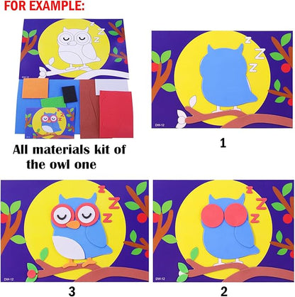 3D EVA Foam Stickers for Toddlers 12PCS Sticky Foam DIY Craft Preschool Art Class Drawing Sticker Puzzle Art Kit for Kids Boys Girls (Cartoon Animals B)