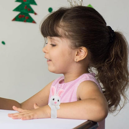 Animals Slap Bracelet Rabbit Slap Bracelet Plush Stuffed Animal Hugger Snap Wristband Plush Rabbit Toy for Kids Party Favors