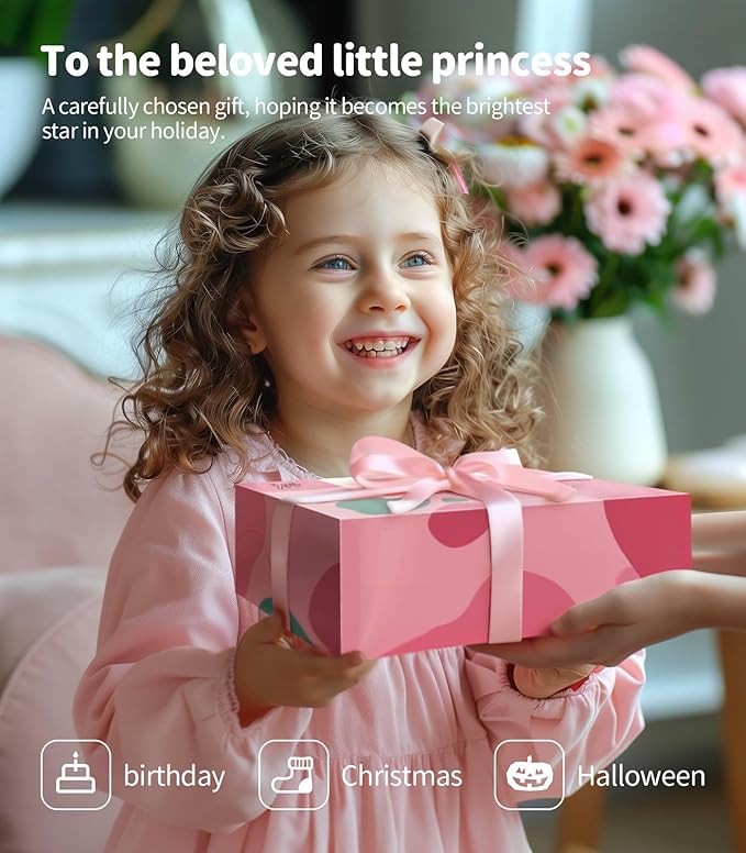 Geyiie Kids Nail Polish Set for Girls, Nail Salon Toys, Nail Decals for Nail Art for Little Girls, Kids Nail Kit with Storage Space, Fake Nails, Nail Dryer, Kids Makeup Kit as Party Favor Gifts