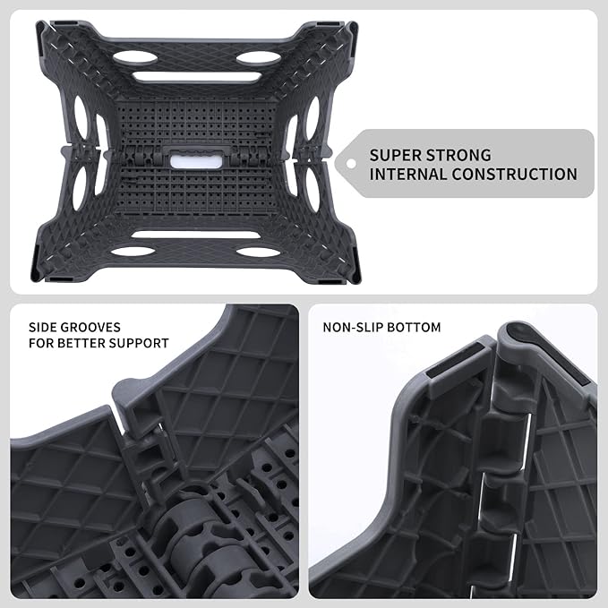 Delxo Folding Step Stool 13 inch Height Heavy Duty Foldable Step Stools for Adults and Kids,Kitchen Small Collapsible Fold Up Stepping Stool 1 Pack in Grey Dotted Texture