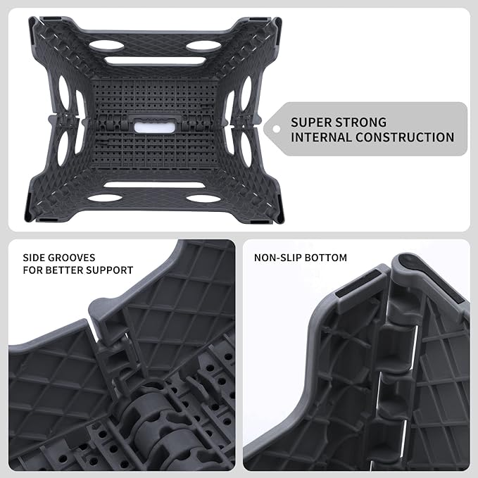 Delxo Folding Step Stool 13 inch Height Heavy Duty Foldable Step Stools for Adults and Kids,Kitchen Small Collapsible Fold Up Stepping Stool 1 Pack in Grey Dotted Texture