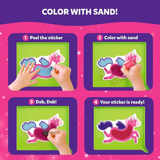 Skillmatics Art & Craft Activity - Sand-Tastic Art Unicorns & Princesses, Sand Art for Kids, Craft Kits & Supplies, DIY Creative Activity, Valentine's Day Gifts for Ages 4, 5, 6, 7, 8, 9, 10