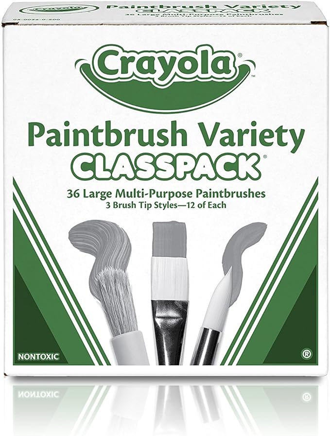 Crayola Paintbrush Variety Classpack, School Supplies, 36 Large Paint Brushes For Kids, Assorted