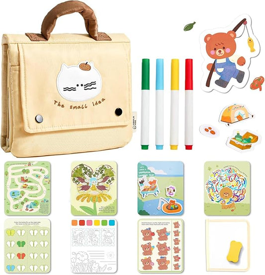 Activity Sets for Kids 3-5, Dry Erase Board with 4 Markers, Watercolor Kits, Reusable Stickers, Arts & Crafts Activities for Girls/Boys Indoor/Outdoor, Airplanes, Party Favor