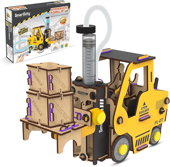 Smartivity DIY Hydraulic Forklift I STEM Toy Car for Kids Age 6-14 I Ideas for Boys & Girls | Science STEM Kit for 6,7,8,9,10,11,12,13,14 YearsI Wooden Engineering Game