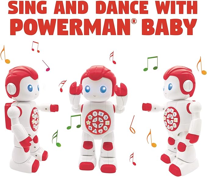 LEXiBOOK Powerman First Smart Interactive Toy Learning Robot Toy for Kids Dancing Plays Music Quiz Numbers Shapes Colors Boy Girl Robot Junior Red/White - ROB15EN