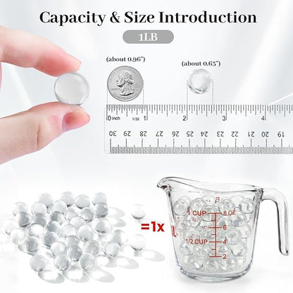 FUTUREPLUSX Clear Glass Marbles, 1LB Round Marble Beads Transparent Vase Fillers Decorative Glass Gem Pebbles for Decoration Collectibles Marble Games