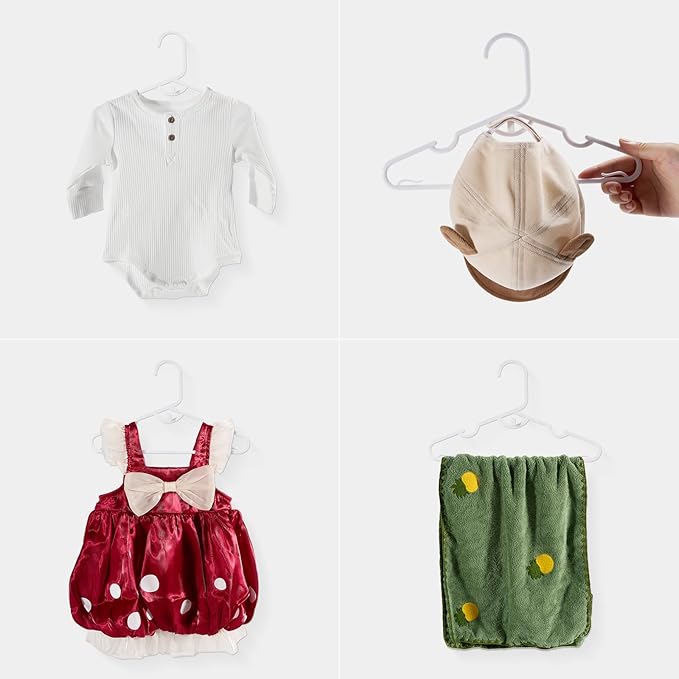 Kids Hangers,Stackable Baby Hangers 100 Pack,Ultra Thin Kid Hangers for Space Saving, Durable Baby Clothes Hangers for Kid Kids Toddler Child Children,Windproof Toddler Hangers White