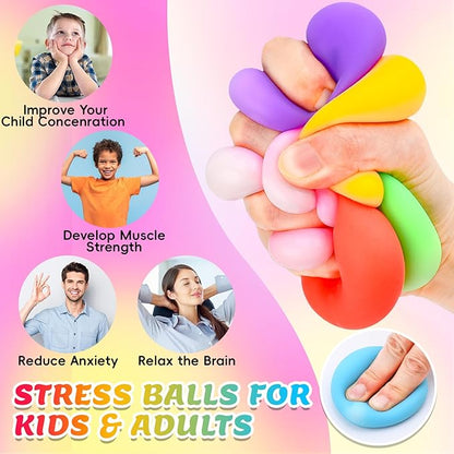 VISCOO 120 Pack Stress Balls, Slow Rising Stress Balls for Kids Adults, Stretchy Fidget Ball for Stress Relief, Hand Therapy Sensory Squishy Ball, Classroom Prize Box Party Favors
