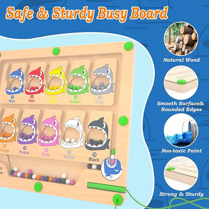 Magnetic Color & Number Maze, Montessori Counting Matching Toys, Wooden Magnet Maze Board Game, Montessori Fine Motor Skills Toys for 3 4 5 Years Old Preschool Learning Activities