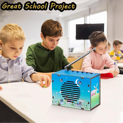 Science Kits for Kids Age 8-12 12-14, STEM Kits for Kids Age 8-10, STEM Toys Build Your Own FM Radio Kit, DIY Electronic Craft Projects Gifts for Teen Girls Boys 9 11 13 15 16+ Year Old (Printed Blue)
