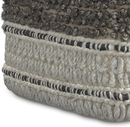 SIMPLIHOME Grady 18 Inch Wide Contemporary Square Pouf in Earth Tone Brown Handloom Woven, for The Living Room, Bedroom and Kids Room