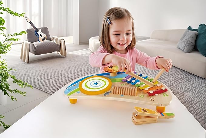 Hape Mighty Mini Band Wooden Percussion Instrument| Preschool Educational Music Toys for Kids