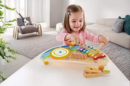 Hape Mighty Mini Band Wooden Percussion Instrument| Preschool Educational Music Toys for Kids