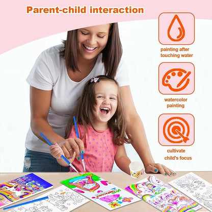 BAOXUE Water Color Paint Sets for Kids, Pocket Watercolor Painting coloring Book, Paint With Water Books for Kids Ages 4-8, Art Craft Set for Girls Boys Drawing with Brush
