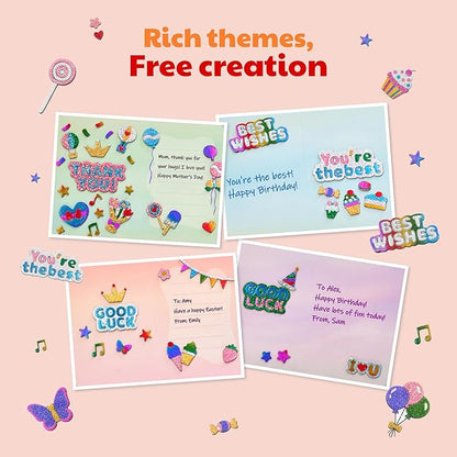 JoyCat 24 Pack Foil Craft Party Favors,No Mess Arts and Crafts for Kids,Goodie Bag Stuffers,DIY Creative Activity, Birthday Present for Girls Boys 4 5 6 7 8 9 Years Old(Greerting Cards)