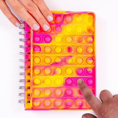 Just My Style Fidgiwear Pink Push & Pop Journal by Horizon Group USA, Poppable Fidget Toy Spiral-Bound Journal, Includes Never-Ending Poppable Fidget Toy Cover & 80 Pages, Pop Fidget Sensory Notebook