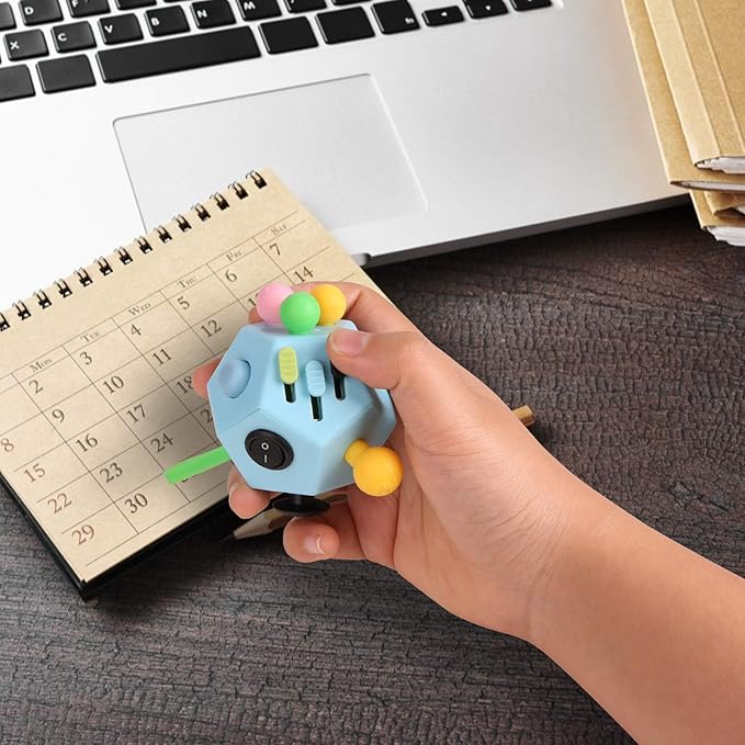 Fidget Dodecagon Cube-Easter Basket Stuffers 12 Sided Fidget Toy Cube for Kids and Adults 12 Sides Stress Relief Cube Fidgets Toys Travel Airplane Essentials for Boys Girls(B3 Blue Sky)