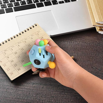 Fidget Dodecagon Cube-Easter Basket Stuffers 12 Sided Fidget Toy Cube for Kids and Adults 12 Sides Stress Relief Cube Fidgets Toys Travel Airplane Essentials for Boys Girls(B3 Blue Sky)