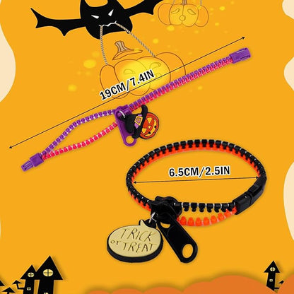 BOXOB Halloween Slap Bracelets, Colorful Halloween Bracelets Friendship Fidget Zipper Bracelet Halloween Party Favors for Birthday Goodie Bags Easter Egg & Pinata Fillers 24 Pack