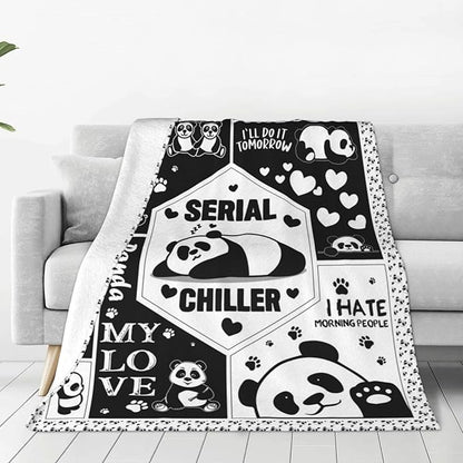 Panda Throw Blanket Panda Gifts for Girls Kids Teens Plush Fleece Flannel Panda Blanket Soft Cozy Warm Fuzzy Pandas Animal Blankets for Kids Adults Couch Bed Sofa All Seasons 50"X60"