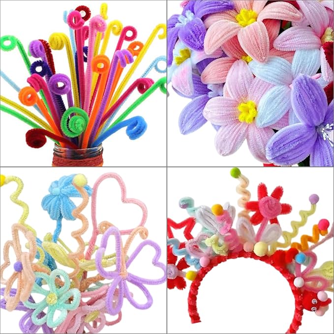 Swpohrat 100 Pieces Taropurple Pipe Cleaner Craft Set,Thick Fuzzy Chenille Stem Pipe Cleaners for DIY Craft Projects and Decorations