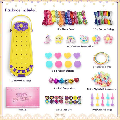 Friendship Bracelet Making Kit for Girls - DIY Bracelets Maker Art and Craft Kits for Kids - Jewelry String braiding Set Toys for Age 6 7 8 9 10 11 12 Year Old Girl Christmas Birthday Gifts - Yellow