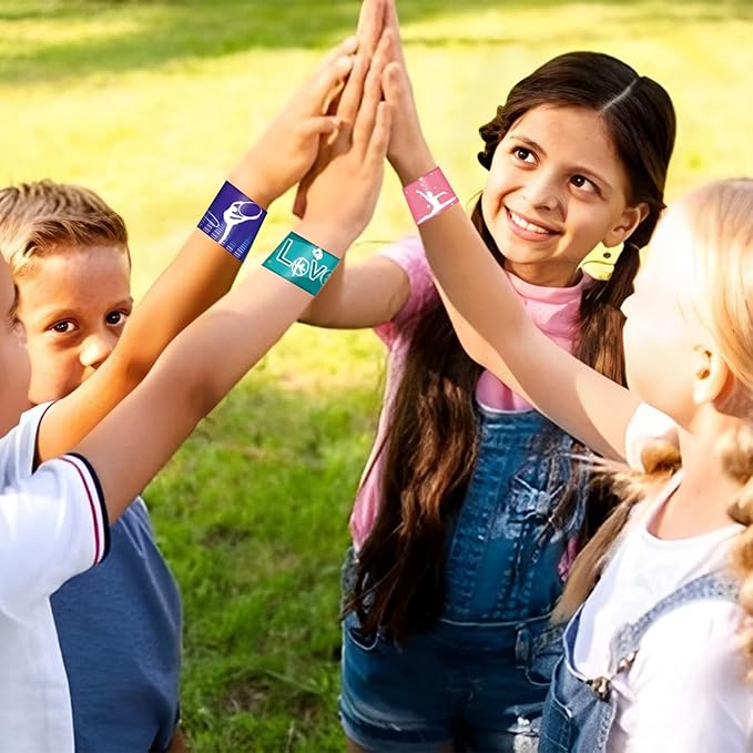 48PCS Gymnastics Slap Bracelets Party Favors, Gymnastics Wristbands Bracelets Goodie Bag Fillers for Gymnastics Birthday Decorations Supplies for Class School Prizes Gift for Kids Boys Girls Carnival