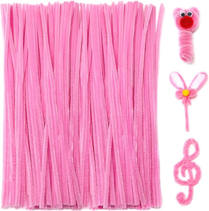 Praisebank Pink Pipe Cleaners for Crafts, 200pcs, Chenille Stems for DIY Projecets, Arts & Crafts Supplies for Festival Party Decorations