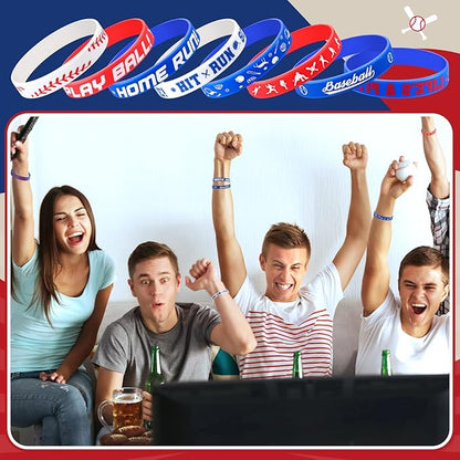 160 Pieces Baseball Silicone Rubber Bracelets Motivational Rubber Wristbands Baseball Party Favors Baseball Bracelet Baseball Wristbands for Kids Adults Baseball Theme Party Birthday Favors, 8 Designs