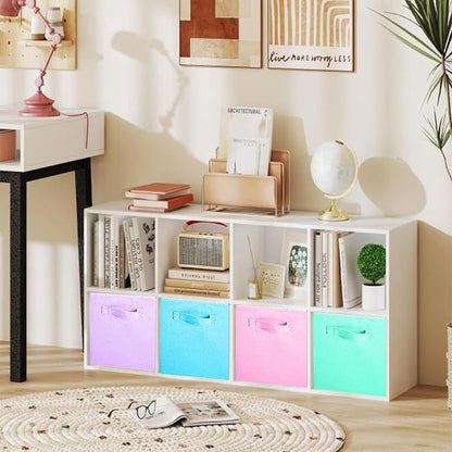 ShellKingdom Storage Bins, Foldable Fabric Storage Cubes And Cloth Organizer Drawer For Closet And Toys, 13 X 13 X 13 INCH, 8 Pack (Pink+Lavender+Light Blue+Mint Green)