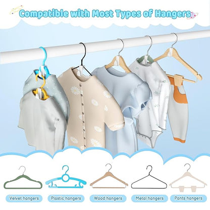 4our Kiddies Baby Hangers Space Saving(18 Pcs), Heavy Duty Metal Kids Closet Clothes Organizer for Nursery, Connector Hooks for Girl Boy Toddler Child Clothes, Fit Most Hangers