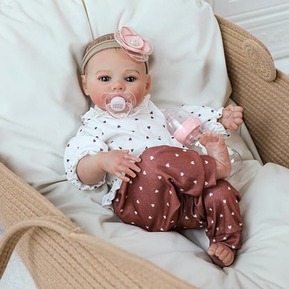 Reborn Baby Dolls - 18 Inch Realistic Baby Doll Girl, Real Life Baby Dolls with Cute Soft Vinyl Body, Real Baby Doll Newborn Lifelike Baby Gift with Accessories for 3+ Years Old Kids