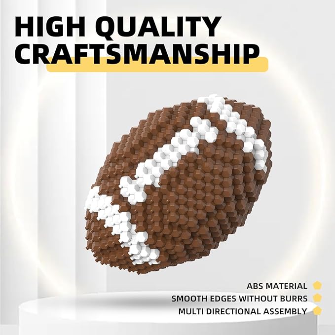 Football Block Set, Adults challenging STEM Block Decoration, Miniature 3D Educational Toys for 14 15 16 Years and Above, (399 Pieces)