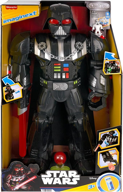 Fisher-Price Imaginext Star Wars Darth Vader Bot 2+ Ft Tall Toy, Lights Sounds & Stormtrooper Metal Character Key for Kids Ages 3+ Years