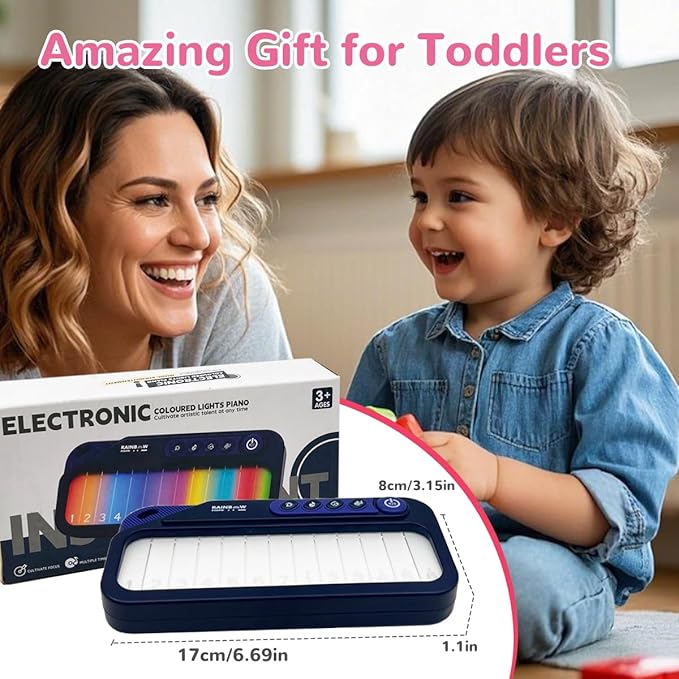 Kids Mini Piano Toy, BPA-Free Light Up Keyboard, Portable Travel Learning Toys for Toddlers, Music Interactive Birthday Gift for 3 4 5 6 Year Old Boys Girls Children(Dark Purple)