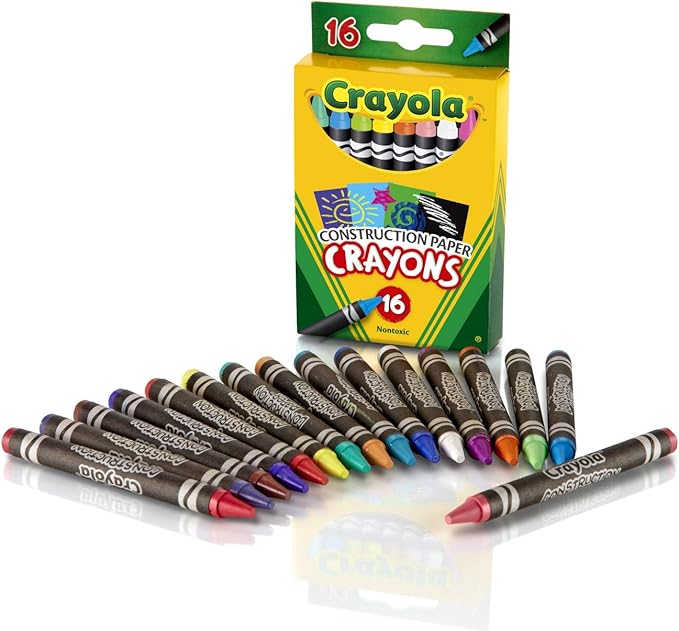 Crayola Construction Paper Crayons (16ct), Kids Crayons, Long-Lasting, Non-Toxic, Vibrant Colors for Kids Arts and Crafts, Ages 3+